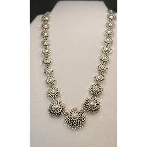 Sterling Silver Flower Design Necklace 925 17"